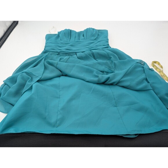 Davids Bridal Aqua Turquoise Strapless Chiffon Bridesmaid Dress F14169 Size 10 - Picture 8 of 8